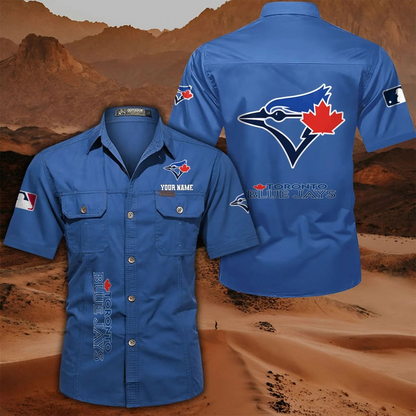 LIMITED EDITION - NEW CUSTOMIZED MLB12 TBJ TORONTO BLUE JAYS MEN'S CARGO SHIRT