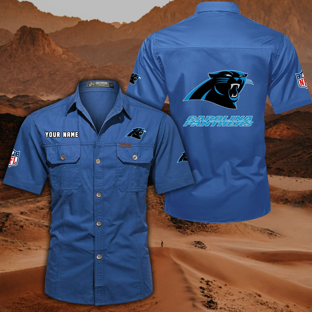 SPECIAL EDITION - NEW CUSTOMIZED NFL23 CLP CAROLINA PANTHERS MUTICOLOR MEN'S CARGO SHIRT