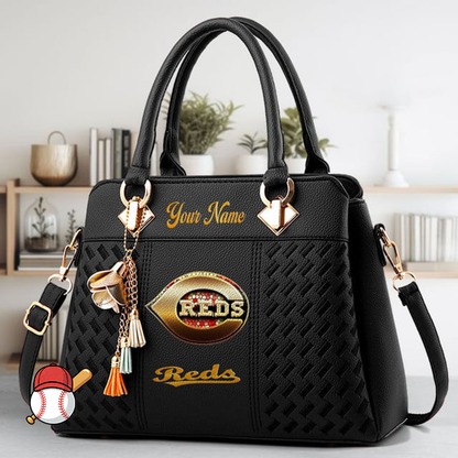 LIMITED EDITION - NEW CUSTOMIZED MLB05 CRS CINCINNATI REDS ZIP HANDBAG MULTICOLOR