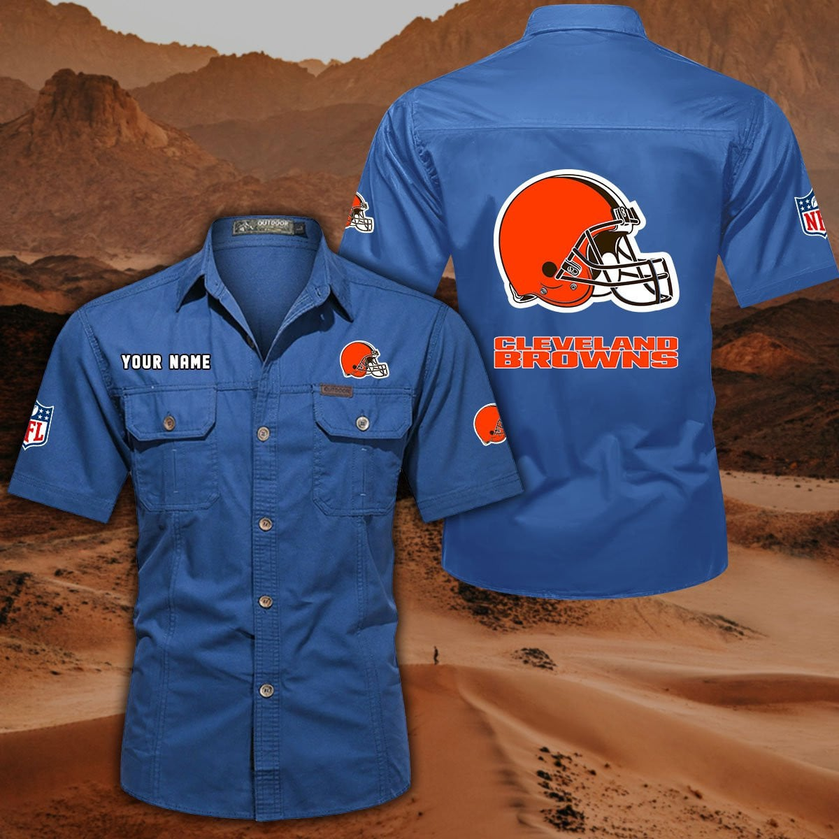 SPECIAL EDITION - NEW CUSTOMIZED NFL29 CLB CLEVELAND BROWNS MUTICOLOR MEN'S CARGO SHIRT