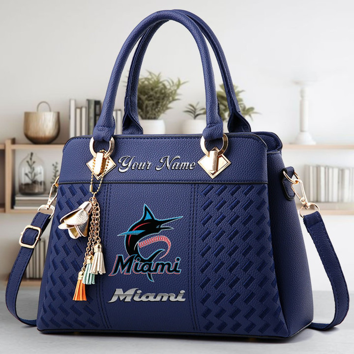 LIMITED EDITION - NEW CUSTOMIZED MLB20 MMS MIAMI MARLINS ZIP HANDBAG MULTICOLOR