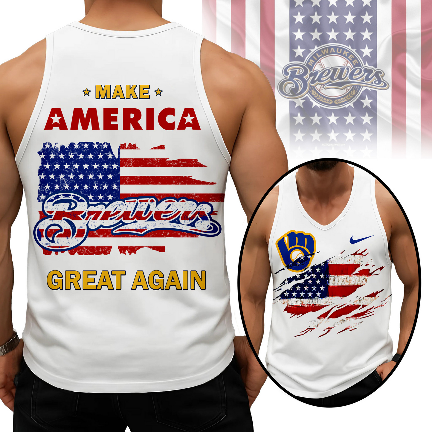 LIMITED EDITION - NEW CUSTOMIZED MLB15 MBS MILWAUKEE BREWERS UNISEX TANK TOP