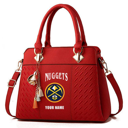 LIMITED EDITION - NEW CUSTOMIZED NBA08 DNU DENVER NUGGETS ZIP HANDBAG MULTICOLOR