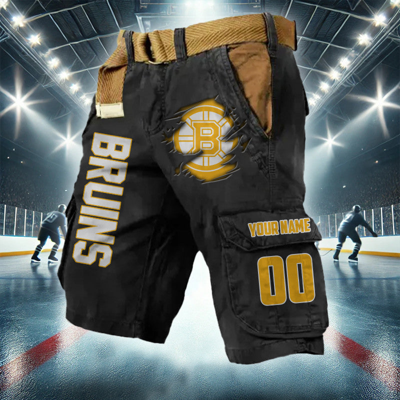 LIMITED EDITION - NEW CUSTOMIZED NHL02 BTB BOSTON BRUINS CARGO SHORTS