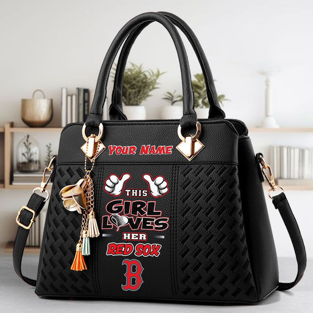 LIMITED EDITION - NEW CUSTOMIZED MLB03 BRS BOSTON RED SOX ZIP HANDBAG MULTICOLOR