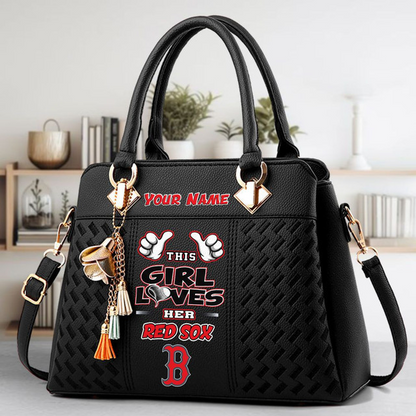LIMITED EDITION - NEW CUSTOMIZED MLB03 BRS BOSTON RED SOX ZIP HANDBAG MULTICOLOR