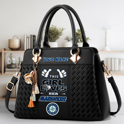 LIMITED EDITION - NEW CUSTOMIZED MLB14 SMS SEATTLE MARINERS ZIP HANDBAG MULTICOLOR