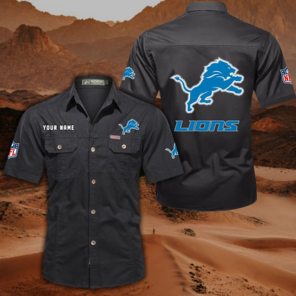 SPECIAL EDITION - NEW CUSTOMIZED NFL04 DTL DETROIT LIONS MUTICOLOR MEN'S CARGO SHIRT