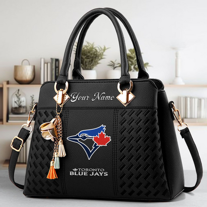 LIMITED EDITION - NEW CUSTOMIZED MLB12 TBJ TORONTO BLUE JAYS ZIP HANDBAG MULTICOLOR