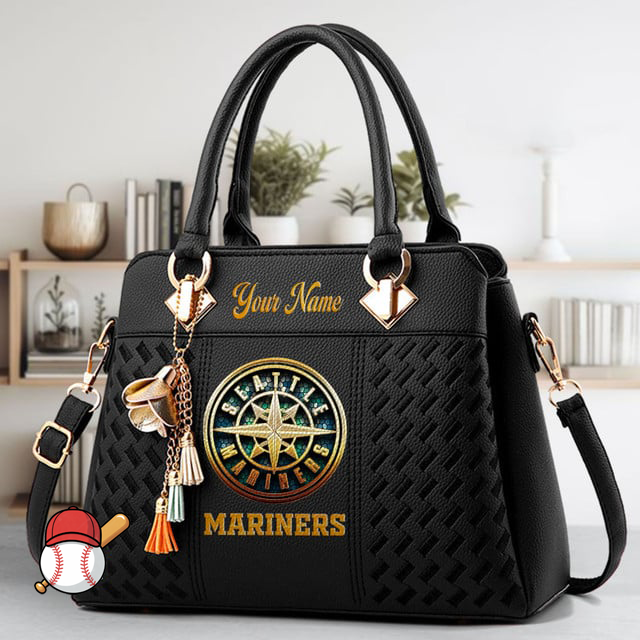 LIMITED EDITION - NEW CUSTOMIZED MLB14 SMS SEATTLE MARINERS ZIP HANDBAG MULTICOLOR