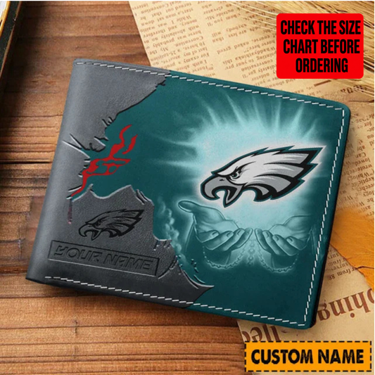 LIMITED EDITION - NEW CUSTOMIZED NFL02 PPE PHILADELPHIA EAGLES LEATHER WALLET