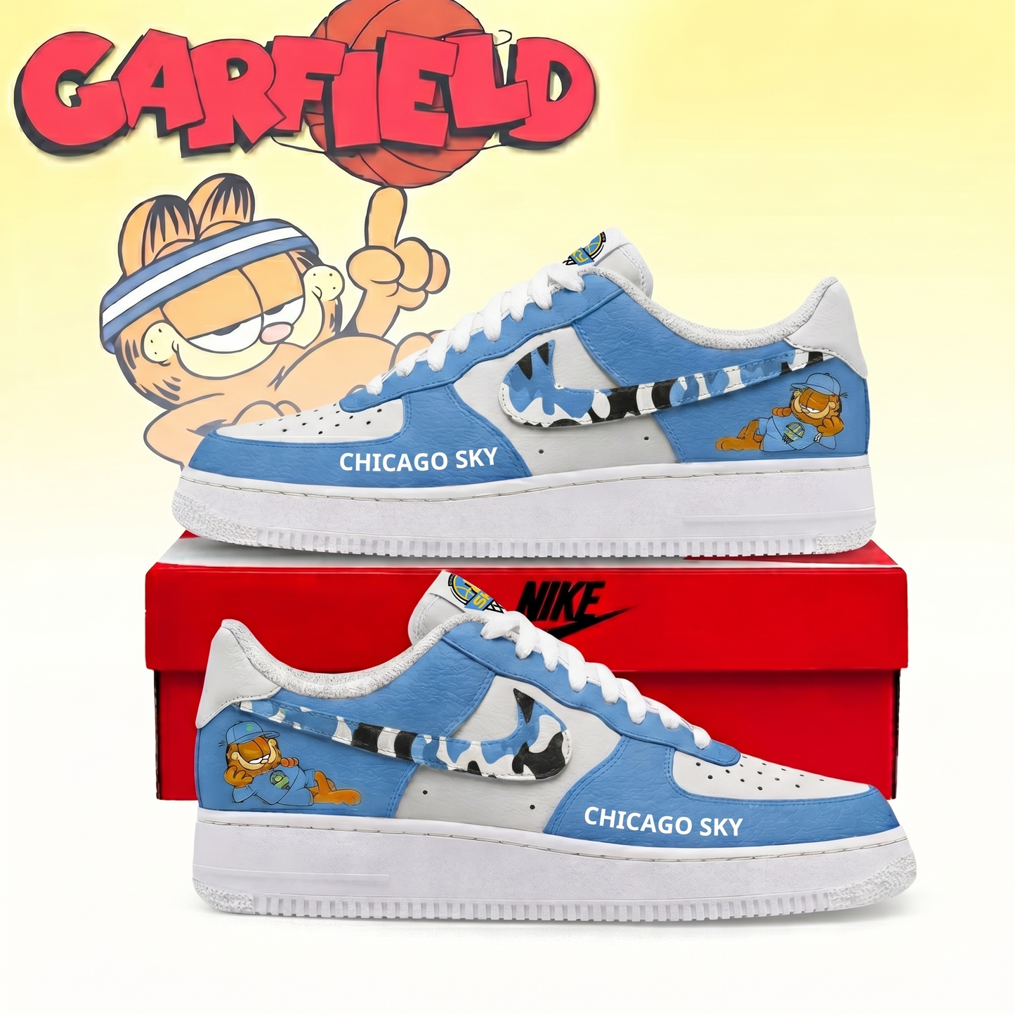 POPULAR NOW - NEW CUSTOMIZED WNBA02 CCS CHICAGO SKY x GARFIELD AF1 SNEAKERS
