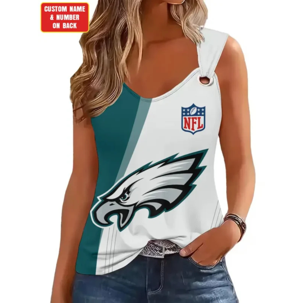 [SPECIAL OFFER] NEW CUSTOMIZED NFL02 PPE PHILADELPHIA EAGLES O-RING SHOULDER TANK TOP