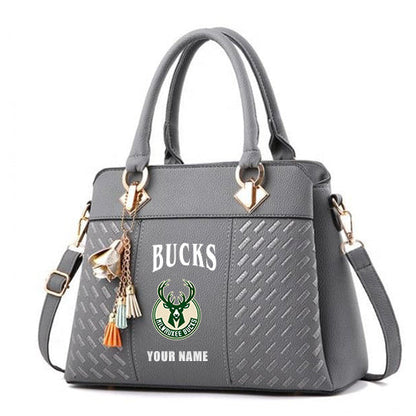 LIMITED EDITION - NEW CUSTOMIZED NBA11 MBU MILWAUKEE BUCKS ZIP HANDBAG MULTICOLOR