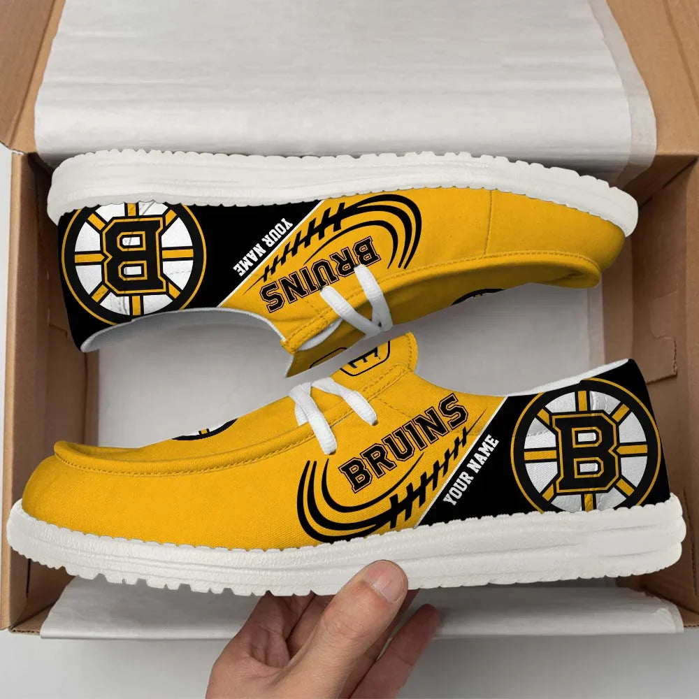 [SUPER SALE] NEW CUSTOMIZED NHL02 BTB BOSTON BRUINS PREMIUM LOAFER SHOES