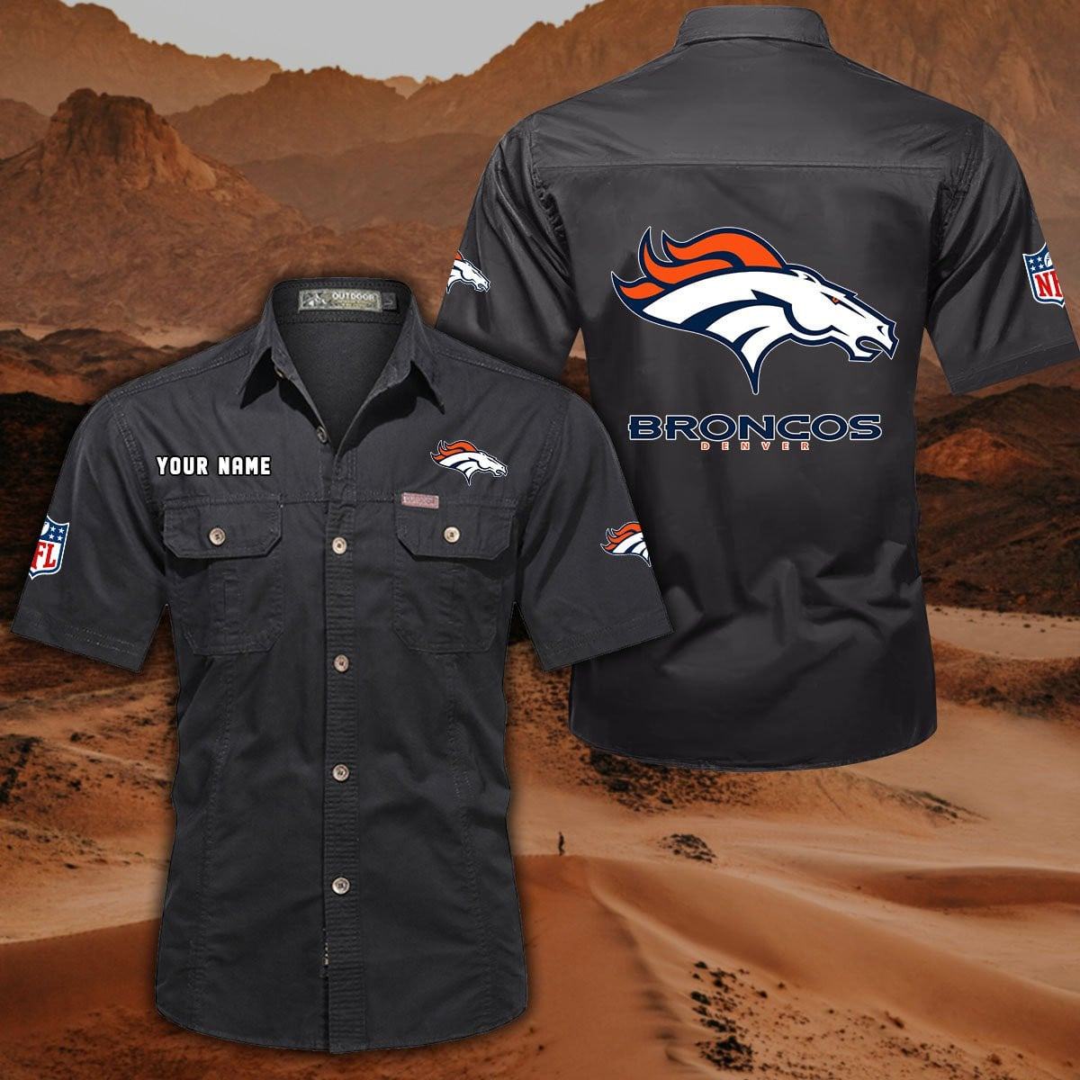SPECIAL EDITION - NEW CUSTOMIZED NFL13 DVB DENVER BRONCOS MUTICOLOR MEN'S CARGO SHIRT