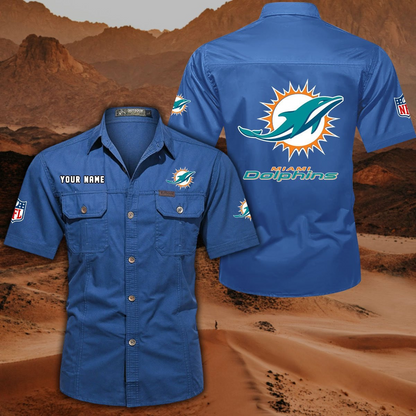 SPECIAL EDITION - NEW CUSTOMIZED NFL19 MDP MIAMI DOLPHINS MUTICOLOR MEN'S CARGO SHIRT
