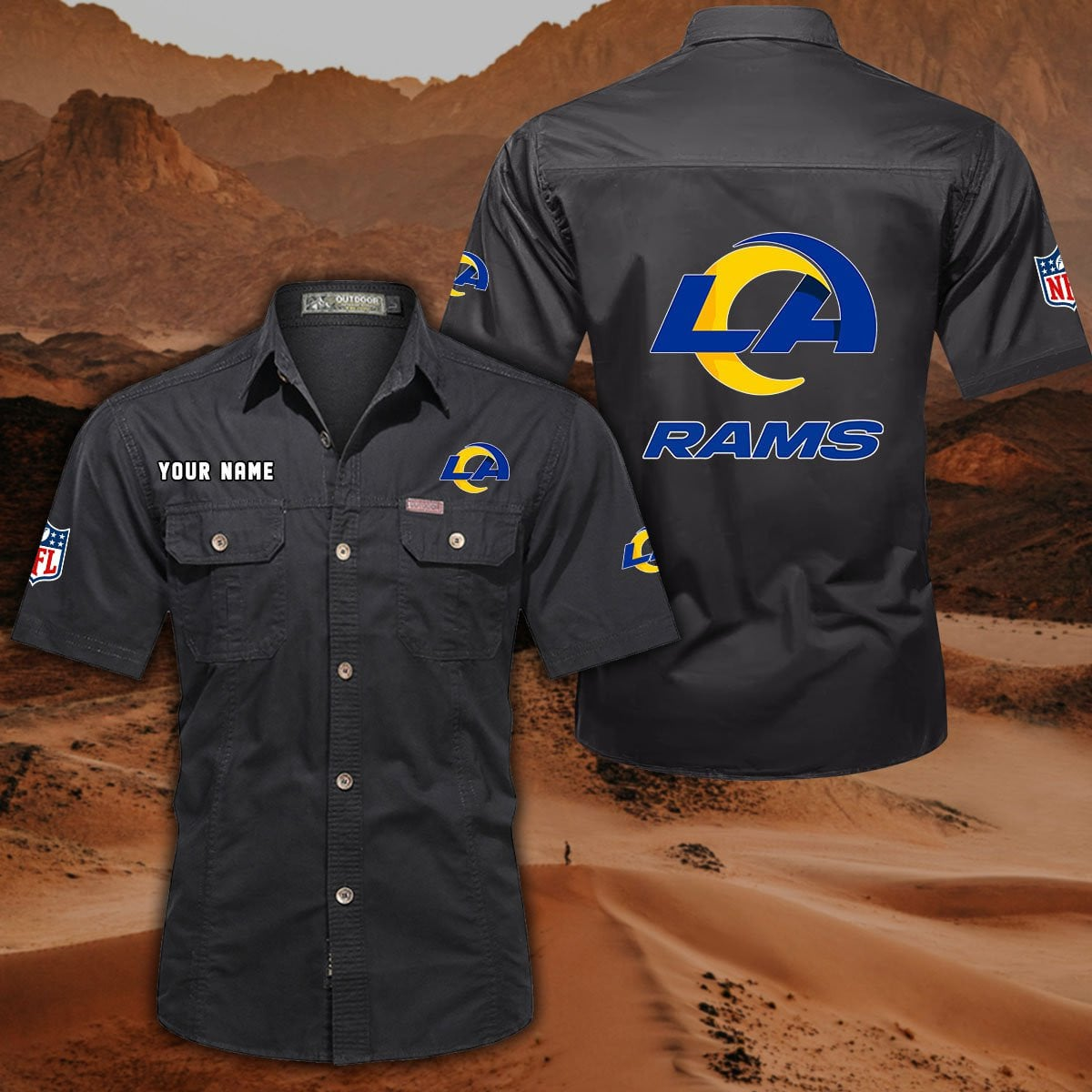 SPECIAL EDITION - NEW CUSTOMIZED NFL22 LAR LOS ANGELES RAMS MUTICOLOR MEN'S CARGO SHIRT