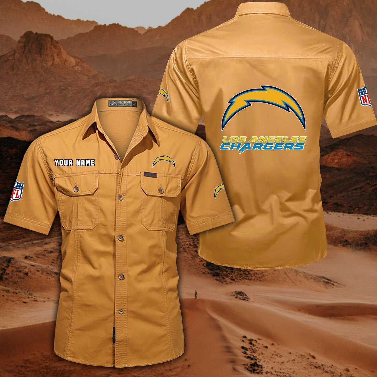 SPECIAL EDITION - NEW CUSTOMIZED NFL09 LAC LOS ANGELES CHARGERS MUTICOLOR MEN'S CARGO SHIRT