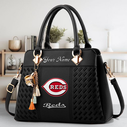 LIMITED EDITION - NEW CUSTOMIZED MLB05 CRS CINCINNATI REDS ZIP HANDBAG MULTICOLOR
