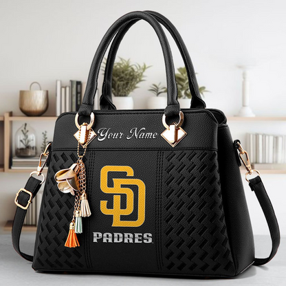 LIMITED EDITION - NEW CUSTOMIZED MLB18 SDP SAN DIEGO PADRES ZIP HANDBAG MULTICOLOR