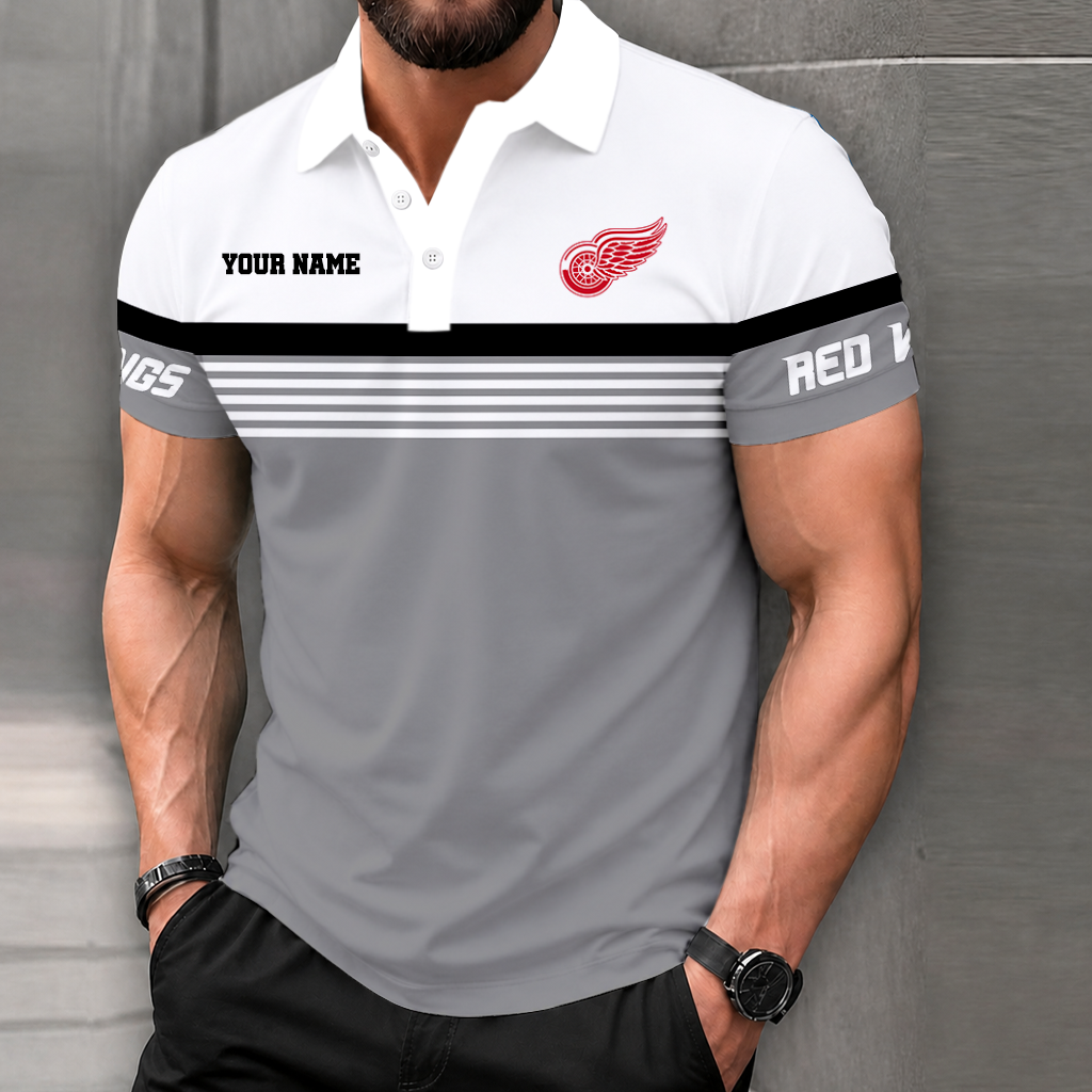 LIMITED EDITION - NEW CUSTOMIZED NHL22 DRW DETROIT RED WINGS POLO SHIRT