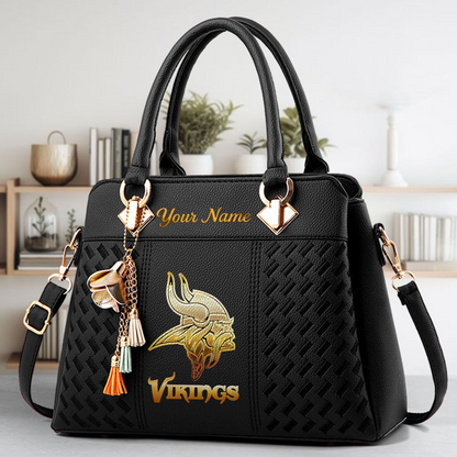 LIMITED EDITION - NEW CUSTOMIZED NFL05 MVK MINNESOTA VIKINGS LUXURY HANDBAG IN MULTIPLE COLORS