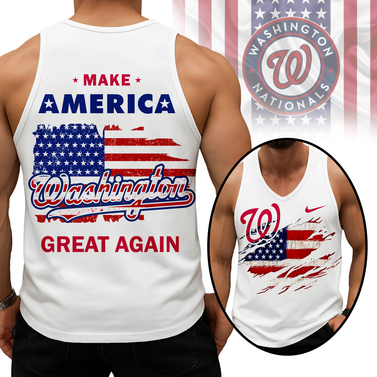 LIMITED EDITION - NEW CUSTOMIZED MLB28 WNS WASHINGTON NATIONALS UNISEX TANK TOP