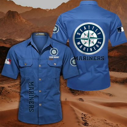 LIMITED EDITION - NEW CUSTOMIZED MLB14 SMS SEATTLE MARINERS MEN'S CARGO SHIRT