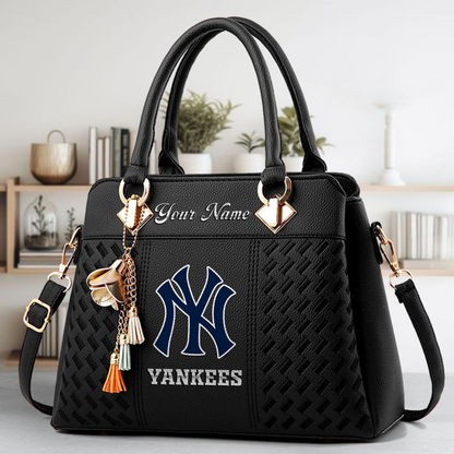 LIMITED EDITION - NEW CUSTOMIZED MLB01 NYY NEW YORK YANKEES ZIP HANDBAG MULTICOLOR