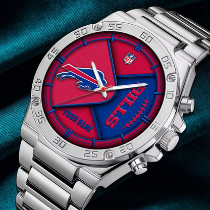 LIMITED EDITION - NEW CUSTOMIZED NFL03 BFB BUFFALO BILLS LUXURY STAINLESS STEEL WATCH
