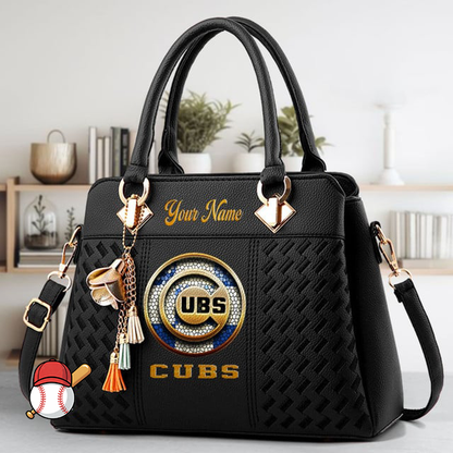 LIMITED EDITION - NEW CUSTOMIZED MLB04 CCS CHICAGO CUBS ZIP HANDBAG MULTICOLOR