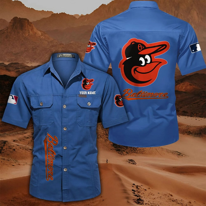 LIMITED EDITION - NEW CUSTOMIZED MLB25 BOS BALTIMORE ORIOLES MEN'S CARGO SHIRT