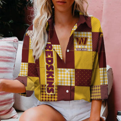 LIMITED EDITION - NEW CUSTOMIZED NFL12 WTC WASHINGTON COMMANDERS WOMEN CASUAL SHIRT FOR FAN