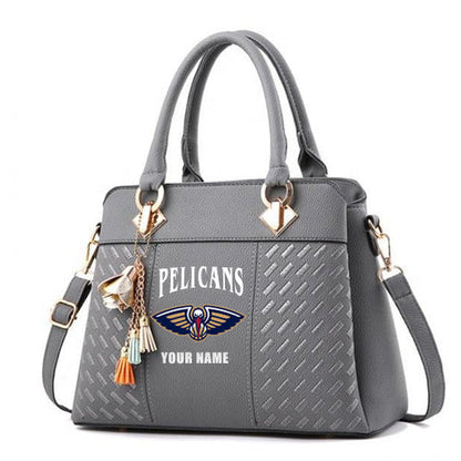 LIMITED EDITION - NEW CUSTOMIZED NBA30 NOP NEW ORLEANS PELICANS ZIP HANDBAG MULTICOLOR