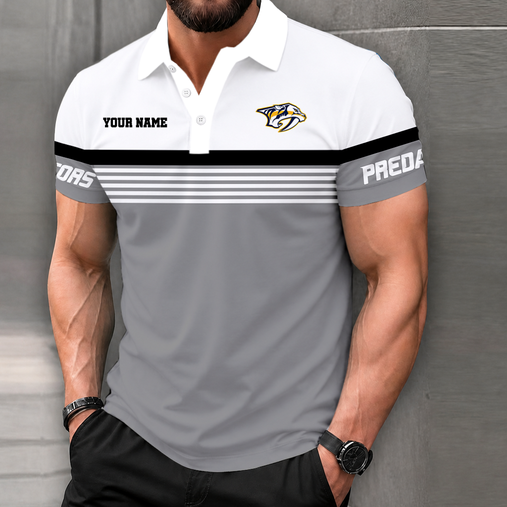 LIMITED EDITION - NEW CUSTOMIZED NHL31 NVP NASHVILLE PREDATORS POLO SHIRT