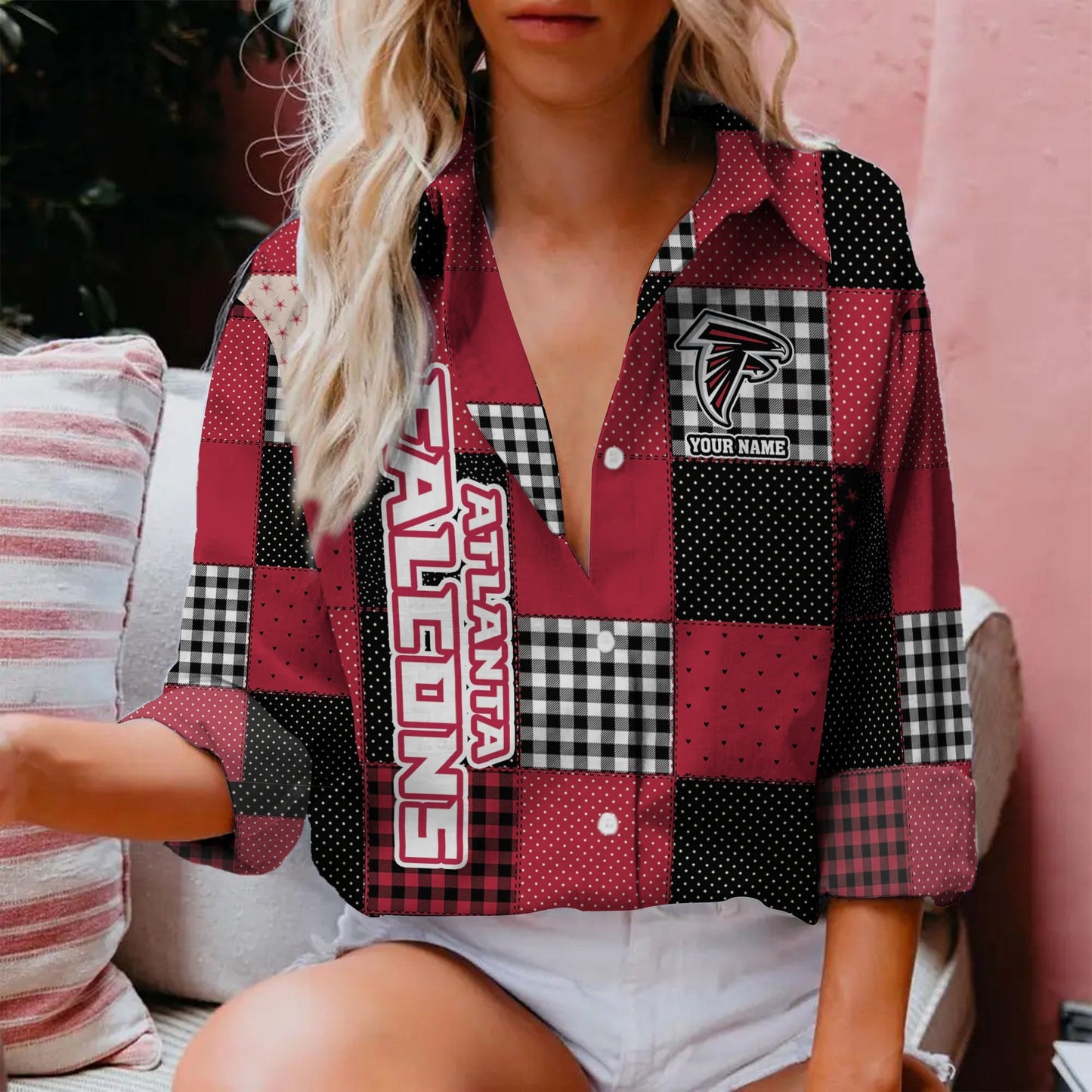 LIMITED EDITION - NEW CUSTOMIZED NFL18 ATF ATLANTA FALCONS WOMEN CASUAL SHIRT FOR FAN