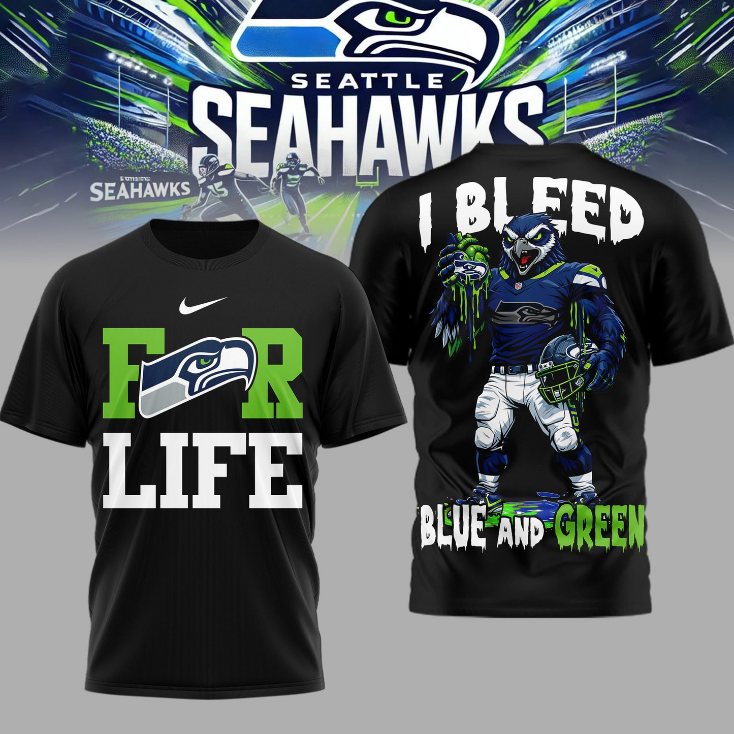 LIMITED EDITION - NEW CUSTOMIZED NFL06 SSH SE SEAHAWKS UNISEX T-SHIRT, POLO & HOODIE