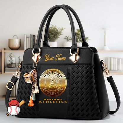 LIMITED EDITION - NEW CUSTOMIZED MLB23 OAS OAKLAND ATHLETICS ZIP HANDBAG MULTICOLOR