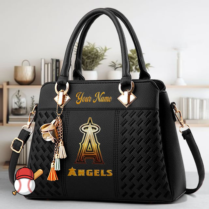 LIMITED EDITION - NEW CUSTOMIZED MLB27 LAA LOS ANGELES ANGELS ZIP HANDBAG MULTICOLOR
