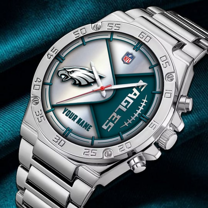 LIMITED EDITION - NEW CUSTOMIZED NFL02 PPE PHILADELPHIA EAGLES LUXURY STAINLESS STEEL WATCH