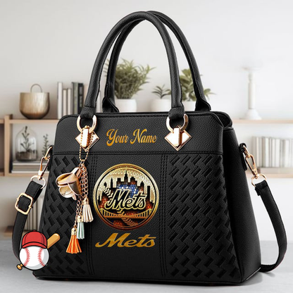 LIMITED EDITION - NEW CUSTOMIZED MLB17 NYM NEW YORK METS ZIP HANDBAG MULTICOLOR