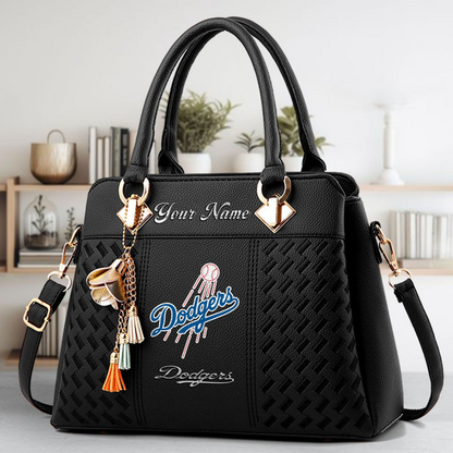 LIMITED EDITION - NEW CUSTOMIZED MLB02 LAD LOS ANGELES DODGERS ZIP HANDBAG MULTICOLOR