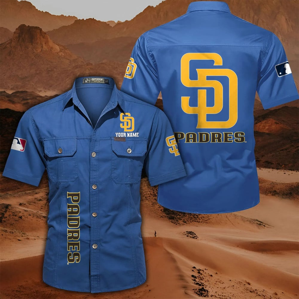 LIMITED EDITION - NEW CUSTOMIZED MLB18 SDP SAN DIEGO PADRES MEN'S CARGO SHIRT