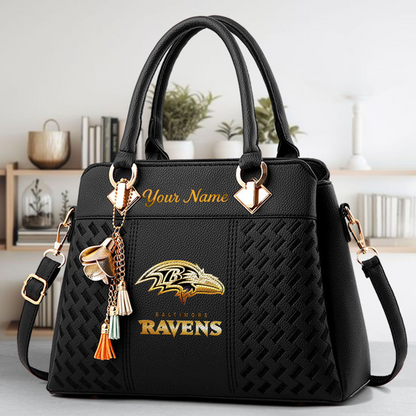 LIMITED EDITION - NEW CUSTOMIZED NFL28 BTR BALTIMORE RAVENS LUXURY HANDBAG IN MULTIPLE COLORS