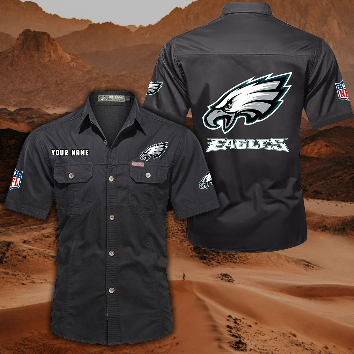 SPECIAL EDITION - NEW CUSTOMIZED NFL02 PPE PHILADELPHIA EAGLES MUTICOLOR MEN'S CARGO SHIRT