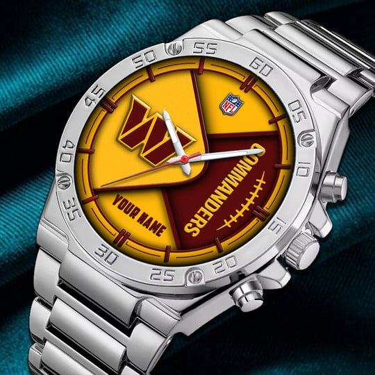 LIMITED EDITION - NEW CUSTOMIZED NFL12 WTC WASHINGTON COMMANDERS LUXURY STAINLESS STEEL WATCH