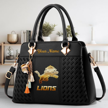 LIMITED EDITION - NEW CUSTOMIZED NFL04 DTL DETROIT LIONS LUXURY HANDBAG IN MULTIPLE COLORS