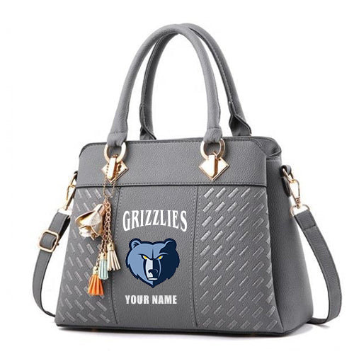 LIMITED EDITION - NEW CUSTOMIZED NBA13 MGR MEMPHIS GRIZZLIES ZIP HANDBAG MULTICOLOR