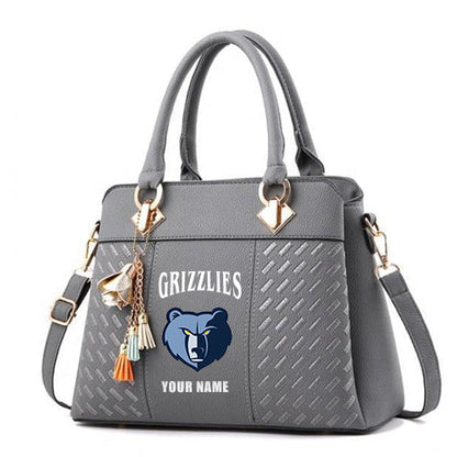 LIMITED EDITION - NEW CUSTOMIZED NBA13 MGR MEMPHIS GRIZZLIES ZIP HANDBAG MULTICOLOR